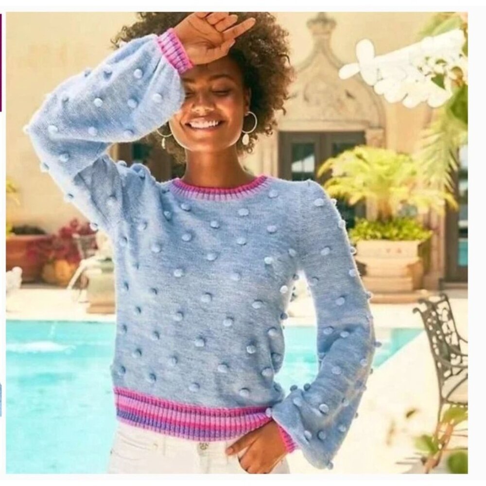 NWT Lilly Pulitzer $168 Verna Sweater W’s XXS Blue Pink - Picture 10 of 17